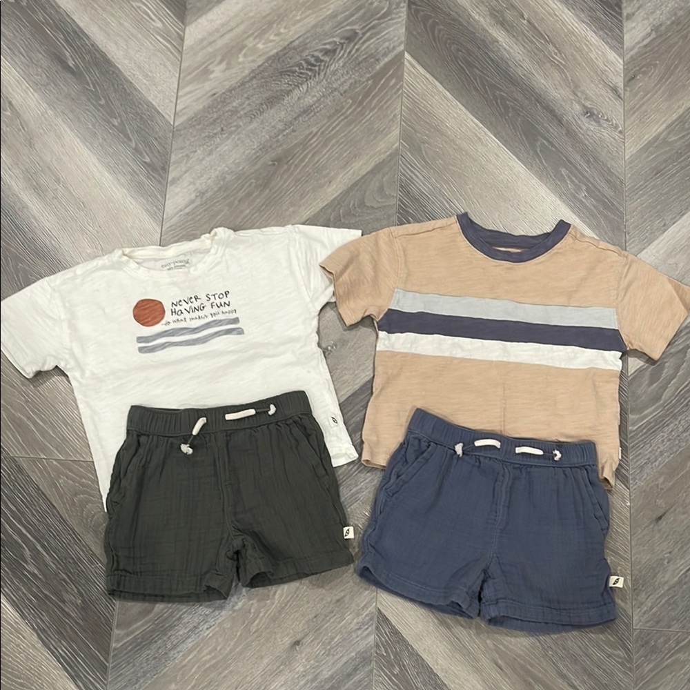 Kids Graphic and Striped T-Shirts with Shorts Set